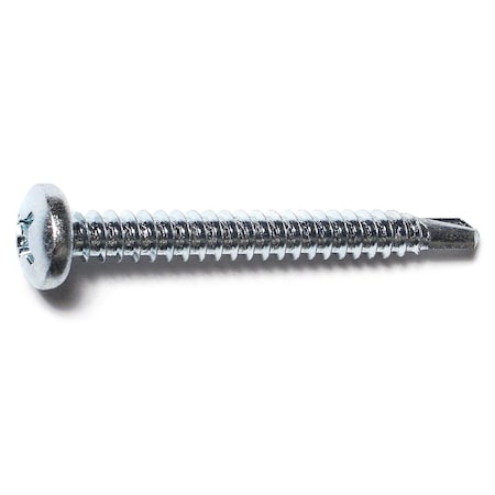 Midwest Fastener Self-Drilling Screw, #12 x 2 in, Zinc Plated Steel Pan Head Phillips Drive, 100 PK 50879
